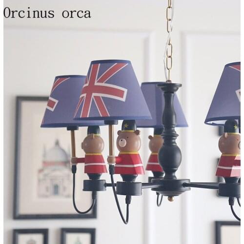 Creative cartoon Trojan horse chandelier childrens room boys and girls bedroom modern protective eye LED Chandelier