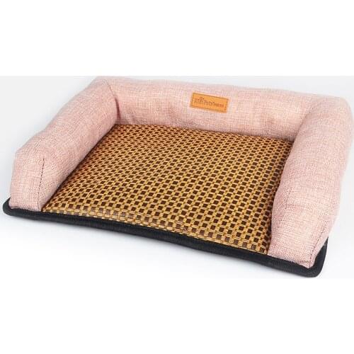 Summer Pets Dog Bed Mat Handmade Rattan Knit Puppy Pizza Pet Cat Beds Blanket Camas Para Perro French Bulldog Dogs House