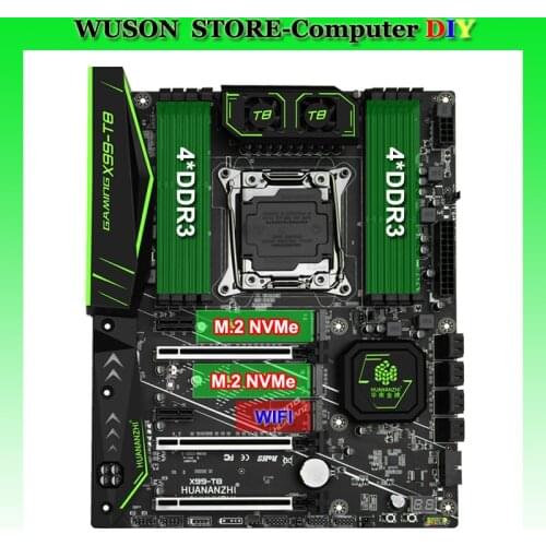 New Arrival HUANANZHI X99-T8 Motherboard with 8 DDR3 DIMMs Memory Slots DUAL M.2 NVMe SSD Slot M.2 WIFI Port 8*SATA3.0 Ports