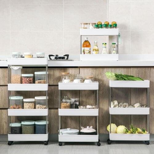 Mobile Shelving Tier Storage Cart Slide Out Storage Organizer Rolling Utility Cart Pantry Tower Rack for Kitchen Bathroom