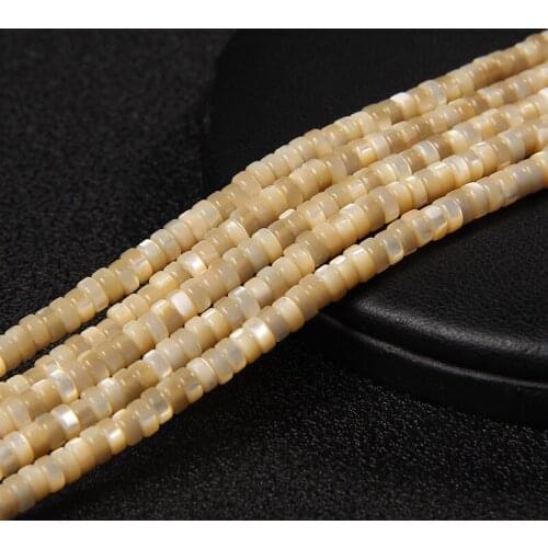 Natural Yellow Trochus Shell Beads for Jewelry making Mother of Pearl Shell Beads Accessories DIY Bracelet Necklace 15" 2x4mm