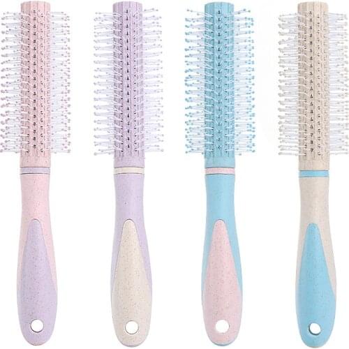 New Macarons Wheat Straw Curly Hair Comb,Eco-friendly Cylinder Roll Comb,High Quality Professional Brand For Barber Hair Styling
