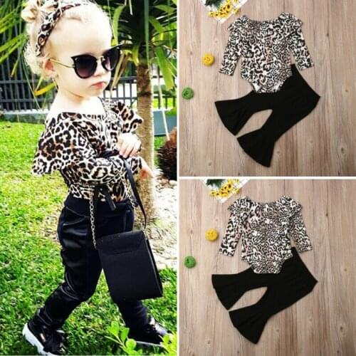 2PCS Toddler Baby Girl Autumn Clothes Leopard Romper Tops+Long Pants Outfits Children Auttumn New Fashion Clotihing Set