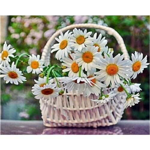 Full square diamond painting flower daisy basket rhinestone embroidery picture diamond dotz craft mosaic art wall stickers decor