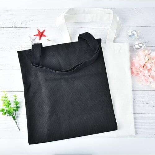 Portable simple Use Reusable style white/black shopping cotton bag canvas tote bag for woman