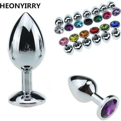 1 pcs Large Size Metal Crystal Anal Plug Stainless Steel Booty Beads Jewelled Anal Butt Plug Sex Toys Products for Men Couples