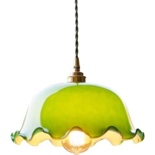 Retro Nostalgic Brass Glass Lotus Leaf Restaurant Chandelier Bar Light kitchen Lamp Coffee House Lamp Free Shipping
