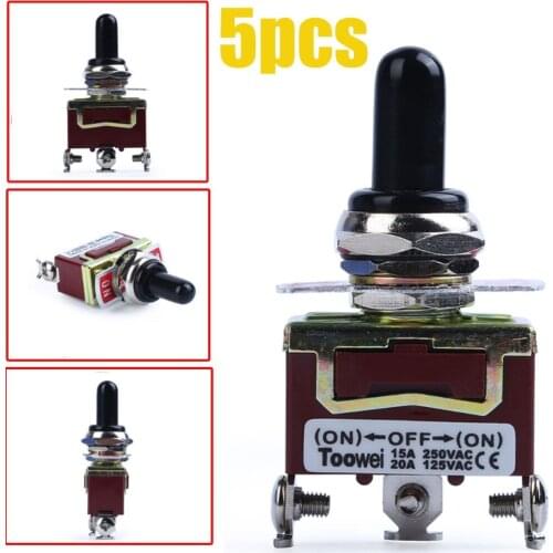 Rocker Toggle Switch Heavy Duty 20A 125V / 15A 250V AC SPDT 3 Position 3 Terminal 3 Pin ON-OFF-ON 3P Toggle Switches with Boot