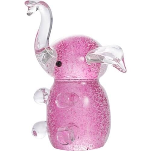 Pink Feng Shui Elegant Elephant Trunk Statue Lucky Wealth crystal Figurine Crafts Ornaments For Home Office Desktop Decor Gift