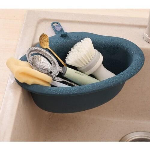 Kitchen Drain Basket Kitchen Garbage Leaking Sink Side Rack Sponge Storage Drain Hanging Basket Filter Anti-clogging
