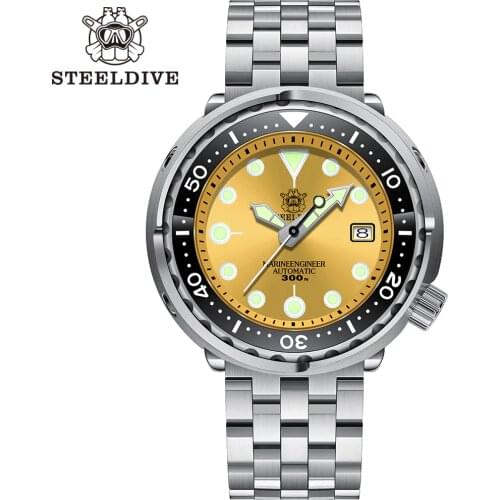 STEELDIVE SD1975 Candy Color Dial Ceramic bezel 30ATM 300m Waterproof Stainless Steel NH35 Tuna Mens Diver Watch Automatic