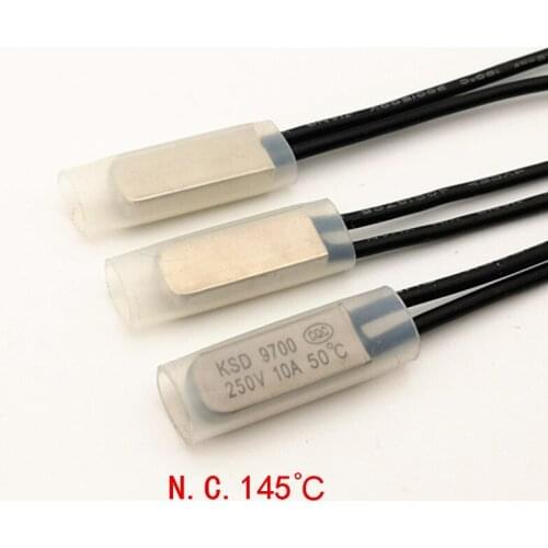 100pcs/lot 145C 10A KSD9700 Normally Close Thermostat, Temperature Switch, NC 145Celsius, Bimetal Disc