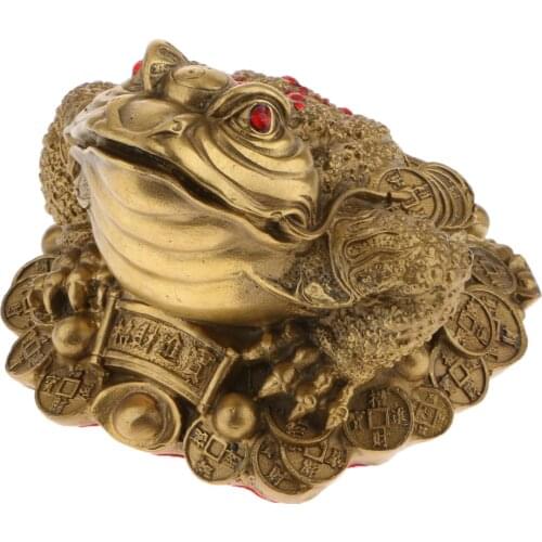 Vintage Brass Feng Shui 3 Legged Lucky Fortune Chinese Golden Wealth Frog Toad Figurine