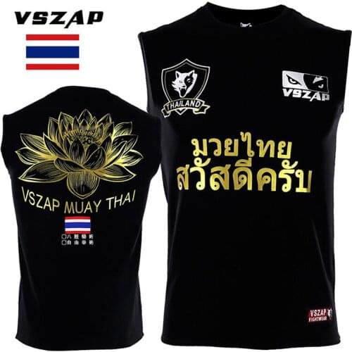 VSZAP Thai lotus combat broadcast ask loose vest sleeveless T-shirt sports wulin wind tiger MMA fitness