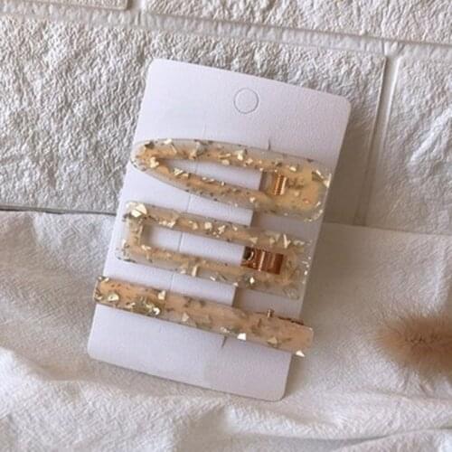 New 3PCS/Set Fashion Pearls Acetate Geometric Hair Clips For Women Girls Headband Sweet Hairpins Barrettes Hair Accessories Set