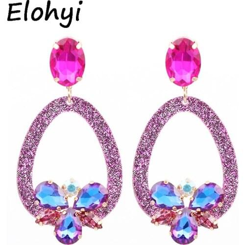 ELOHYI Big Dorp Oorbellen Earrings For Woman Crystal Stone Pendientes Resin Aretes Long Brinco Ear Accessories Big Earring
