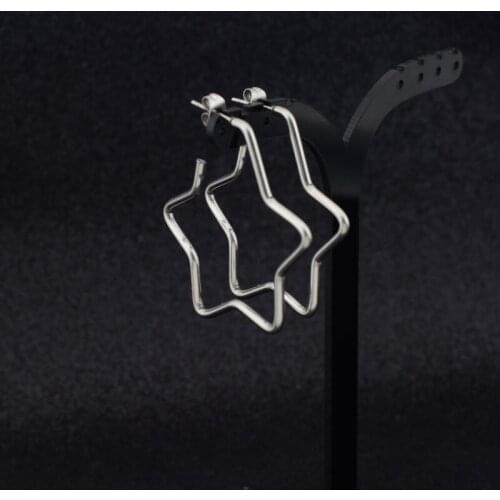 New Fashion Cool Stainless Steel Stud Earring Love Heart Square Pentagonal Star Shape Earrings for Women Girls Dance Party Gift