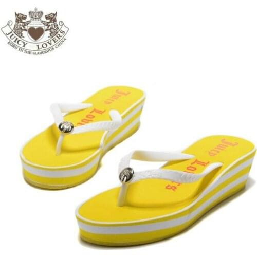 Free Shipping JUICY LOVERS Brand Sports Fashion Summer Slippers Flat Beach Slipper Sandals White Yellow Outside Women Flip Flops