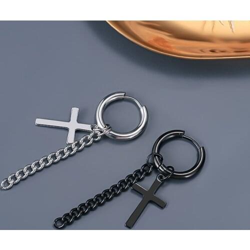 2021Vintage Geometric Cross Hanging Dangle Earrings for Women Fashion Statement Silver Black Colour Drop Earrings Modern Jewelry