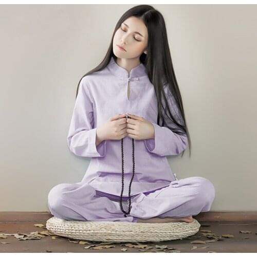 Meditation Zen Clothing Chinese Warrior Costume Loose Yoga Linen 2019 Summer Traditional Chinese Clothing For Women TA1515