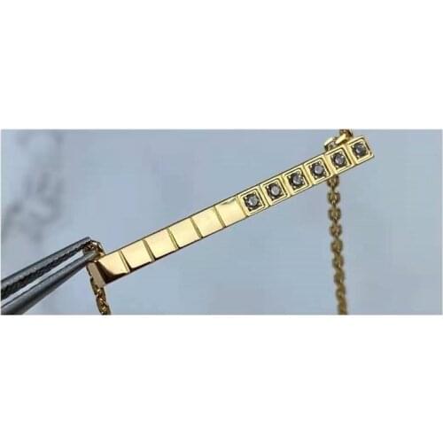 Square Geometric Balance Collar Necklace with AAA Cubic Zirconia K Gold Palted Fine Brand Jewelry for Women Wedding Birthday