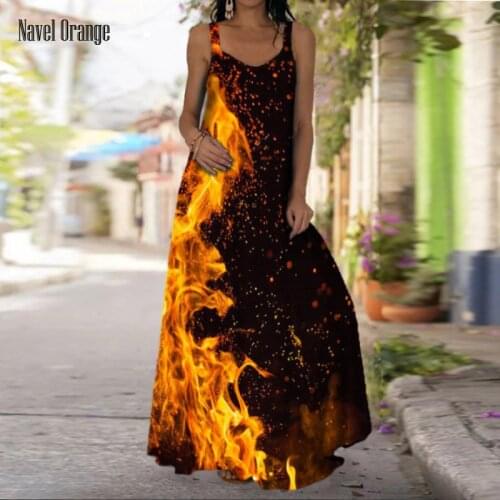 2021 Summer V-Neck Casual Dress Ankle-Length A-Line Loose Party Dress Sleeveless Women 3D Printing Plus Size 5XL Ladies Dresses