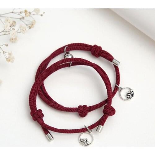 1 Pair Magnetic Attraction Couple Friendship Bracelets Creative Simple Mountain Sea Pendant Adjustable Bracelets Jewelry Gift