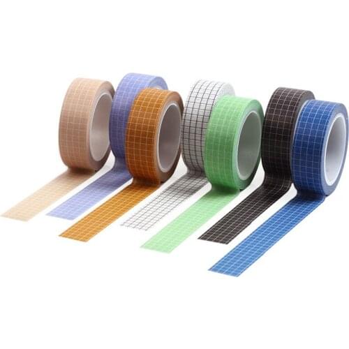 10M Pure Color Grid Washi Tape Set Masking Tape Journaling Supplies Washy Tape Organizer Washitape Stationery Sticker Scrapbook