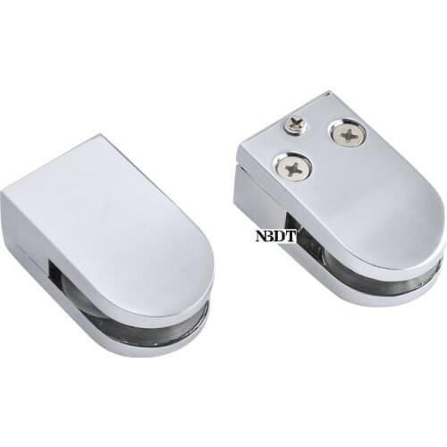 10Pcs Zinc Mirror Chrome Glass Clip Clamp Desk Partition Screen Bath Shower Box Balustrade Staircase Handrail Guardrail