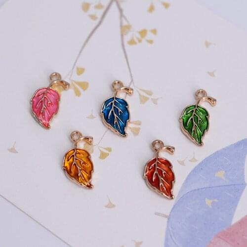 30pcs/Lot Leaf 10*20mm Diy Design for Jewelry Making Earring Bracelet or Necklace Handmade Enamel Charms