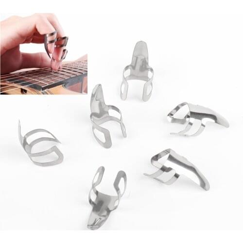 6 pcs High quality Finger Guitar Picks Silver Stainless Steel Metal Plectrum for Acoustic Electric Guitar Bass Banjo Ukulele