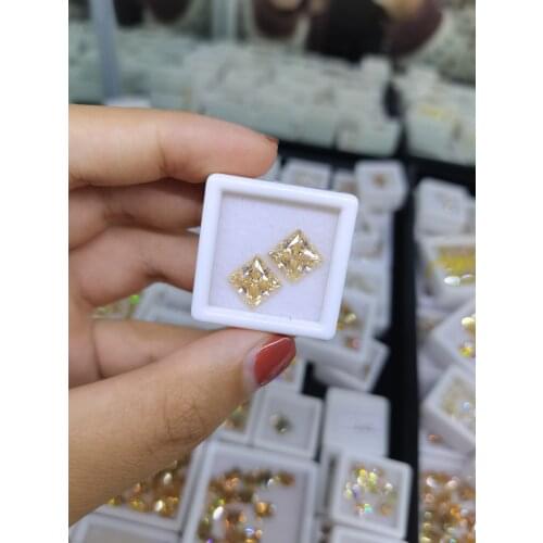 7*7MM yellow color best clarity princess cut moissanite Серьги кольцо браслет кольца браслеты ьги с зеленным камнем earrings nec