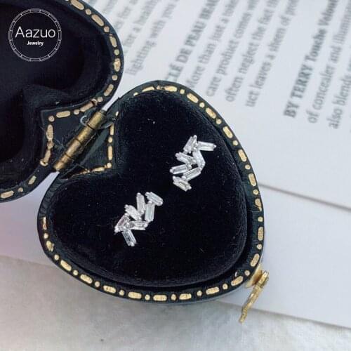Aazuo 18K Pure White Gold Fine Jewelry Real Natural Diamonds 0.18ct Classic Irregul Stud Earring Upscale Trendy Party Hot Sell