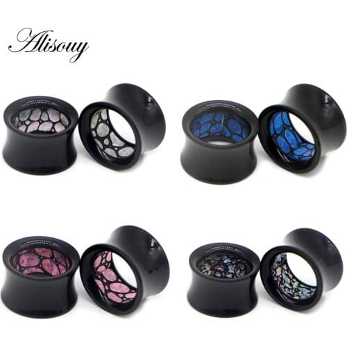 Alisouy 2pc Acrylic Body Piercing Jewelry Hollow Inner multi-color plug Ear Expander Flesh Tunnel Plugs Ear Gauges 8-30mm