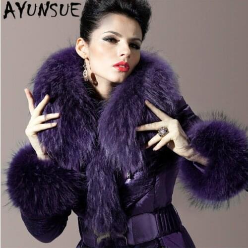 AYUNSUE White Duck Down Jacket Women Parka Big Fur Collar Winter Coat Women Down Coat Puffer Jacket Veste Femme U13561 YY1482