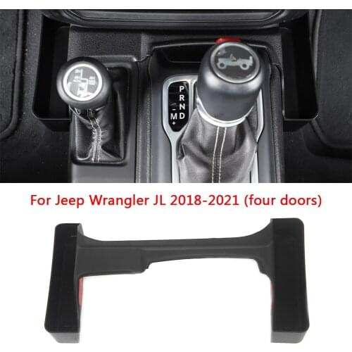 Shift Console Side Storage Box with Double-Sided Tape for Jeep Wrangler JL 4-door 18-21 Car Storage Sorting Tray
