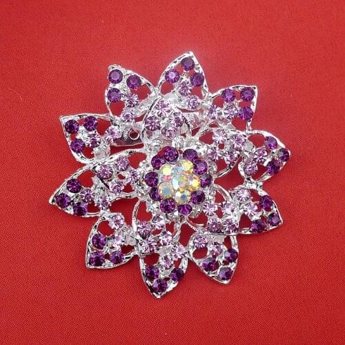 Large Brooch Charming Women Female Large Colorful Rhinestone Rainbow Pride Flower Wedding Pin Brooch, Item No.: BH7464-M