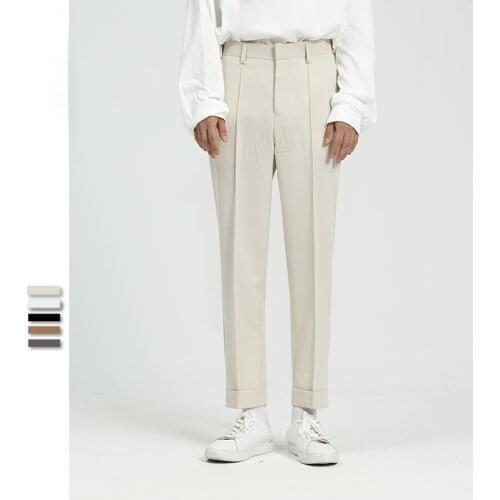 Suit Trousers for Mens Slim Fit Dress Suit Pants Clothing Black Elasticated Slacks Straight Cropped Pants Business Office Pants