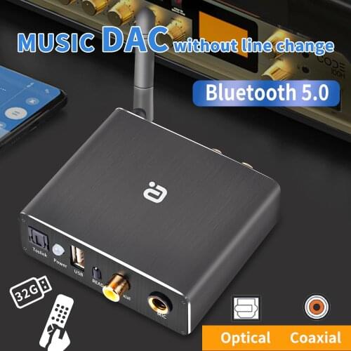 Wireless Bluetooth 5.0 Receiver Audio DAC Converter U-disk Player KTV microphone Optical Coaxial To 3.5mm RCA Aux Music Adapter