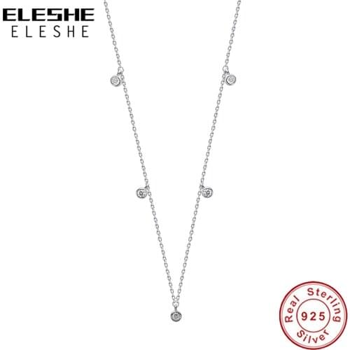 ELESHE Authentic 925 Sterling Silver CZ Station Choker Necklace for Women Delicate Chain Necklace Wedding Engagement Jewelry