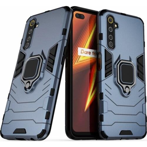 For OPPO Realme 6 Pro Case Ring Stand Bumper Silicone + PC Phone Cover For OPPO Realme 6 RMX200 Realme6 6pro RMX2061 RMX2063