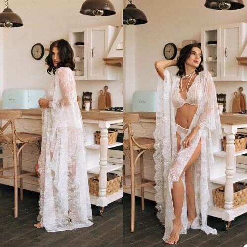 Elegant Women Sexy Bathrobe Lace V Neck Long Sleeve Custom Made Pregnant Night Gown For Photoshoot High Quality Pajamas