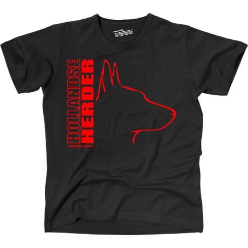 Print Round Neck Man TWILPROF T-Shirt Hunde HOLLANDSE HERDER Profil WILSIGNS Siviwonder Print T-Shirts