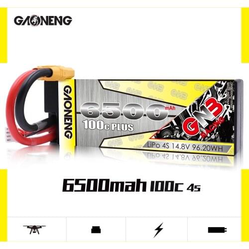 Gaoneng GNB 6500mAh 4S 14.8V 100C Hardcase LiPo Battery XT90/XT60/Deans Plug for 1/8 RC Car Four Drive off-road RC Car Boat