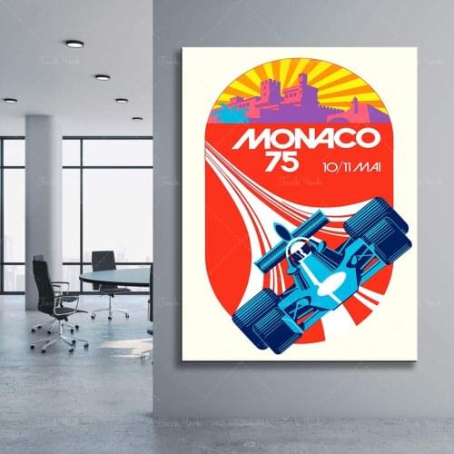 Monaco Grand Prix 1975 Vintage F1 race car, racing auto decor giclee canvas poster, auto workshop wall art gift