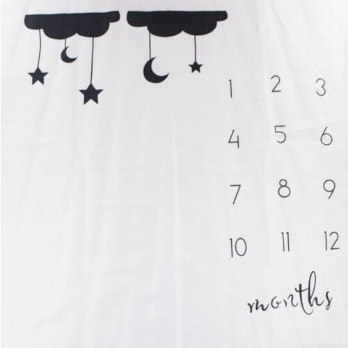 H3CD Newborn Baby Milestone Number Cloud Pattern Mat Blanket Photography Background Backdrop Cloth