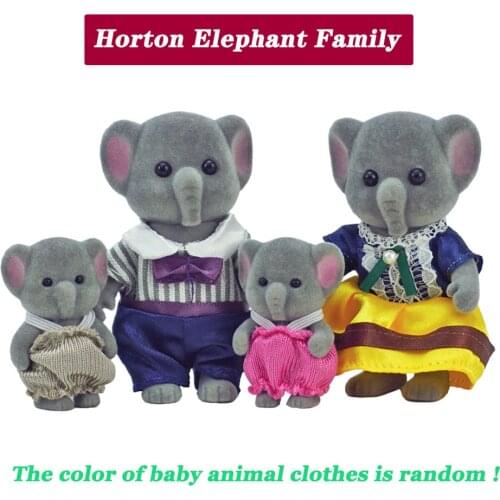 Girls Toys Doll House Accessories 1/12 Miniatures Furniture For Dolls Animal Figurines Horton Elephant Family Toys For Children