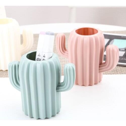 Cactus Desktop Pen Organizer Container Brush Pot Stationery Desktop Office Pen Pencil Holder Storage School Supplies Gifts