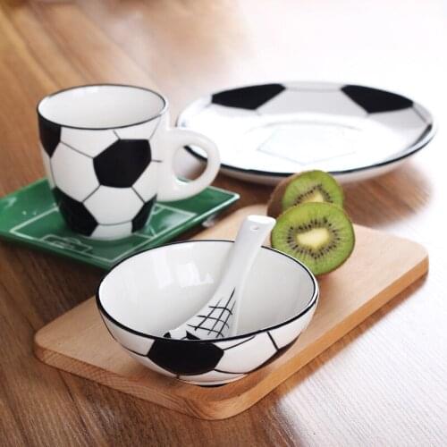 Creative Childrens Ceramic Tableware Football Ball Series Dish Plate Bowl Cup with ware dinnerware Volleyball Golf 5pcs/set