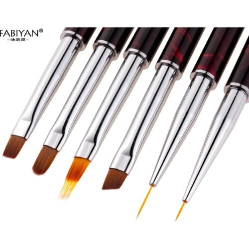 6 Style Nail Art Gradient Liner Painting Drawing Pen 3D DIY Line Grid Flower Manicure Brush UV Gel Polish Tips Design Flat Round